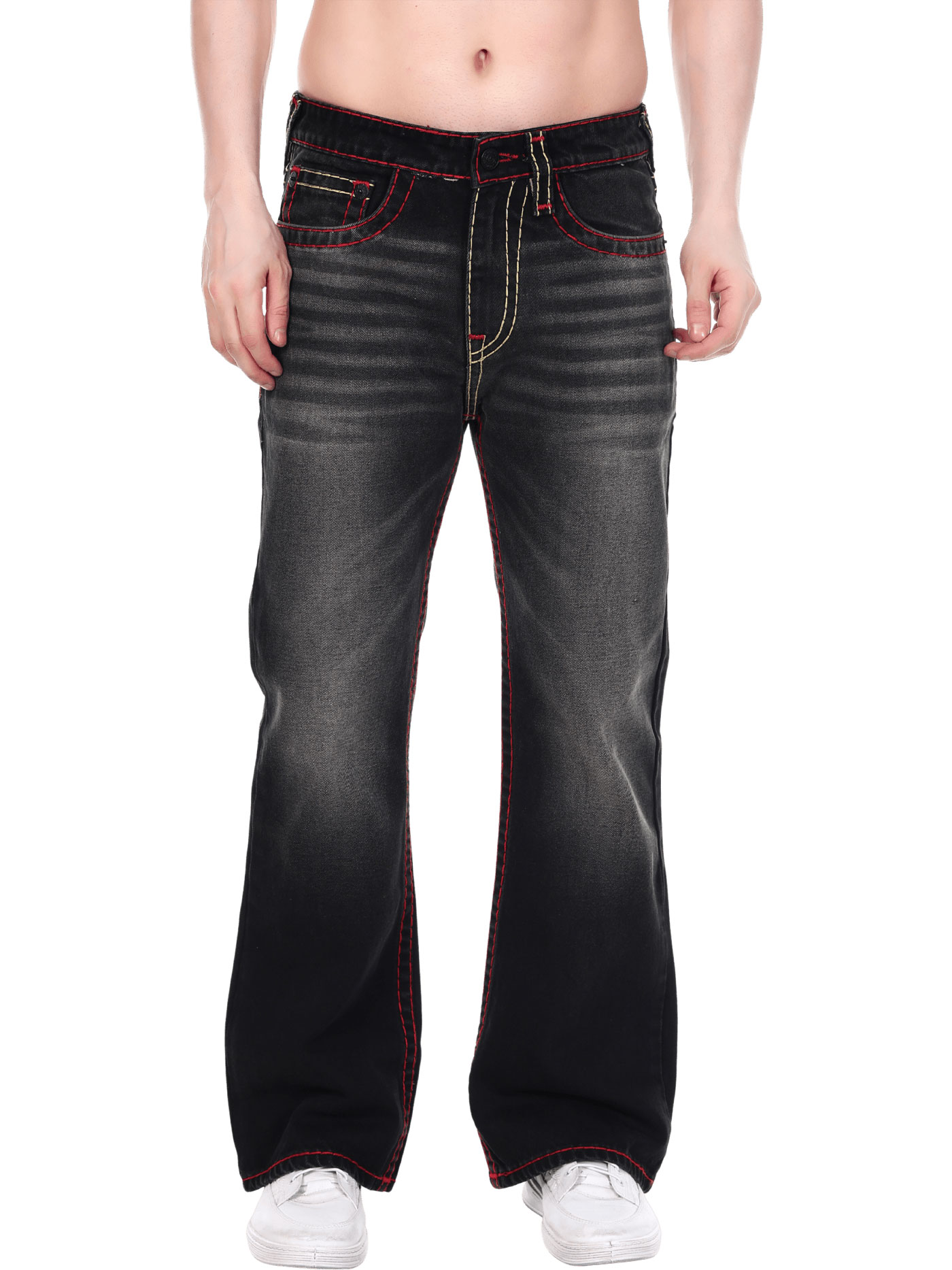 Boot cut heavy embroidery jeans